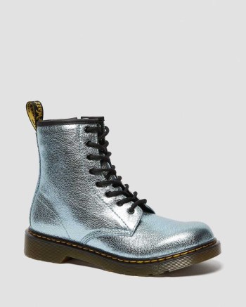 Dr Martens Youth 1460 Crinkle Metallic Šnurovacie Čižmy Detske Tyrkysové Metal | 1304-AWOVU